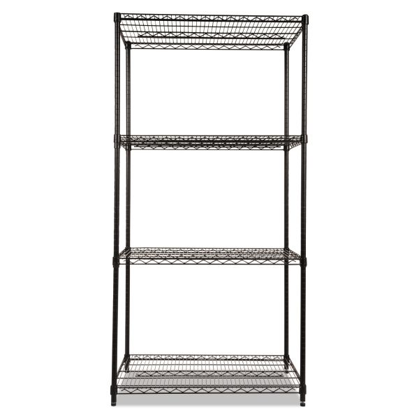 Alera NSF Certified Industrial Four-Shelf Wire Shelving Kit， 36w x 24d x 72h， Black