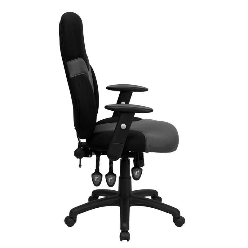 High Back Ergonomic and Gray Mesh Swivel Task Chair with Adjustable Arms