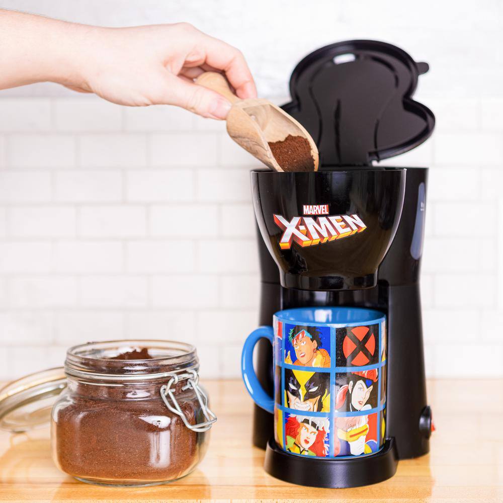 Uncanny Brands Black Marvel X-Men Single-Cup Drip Coffee Maker with Mug CM-MVX-XMN