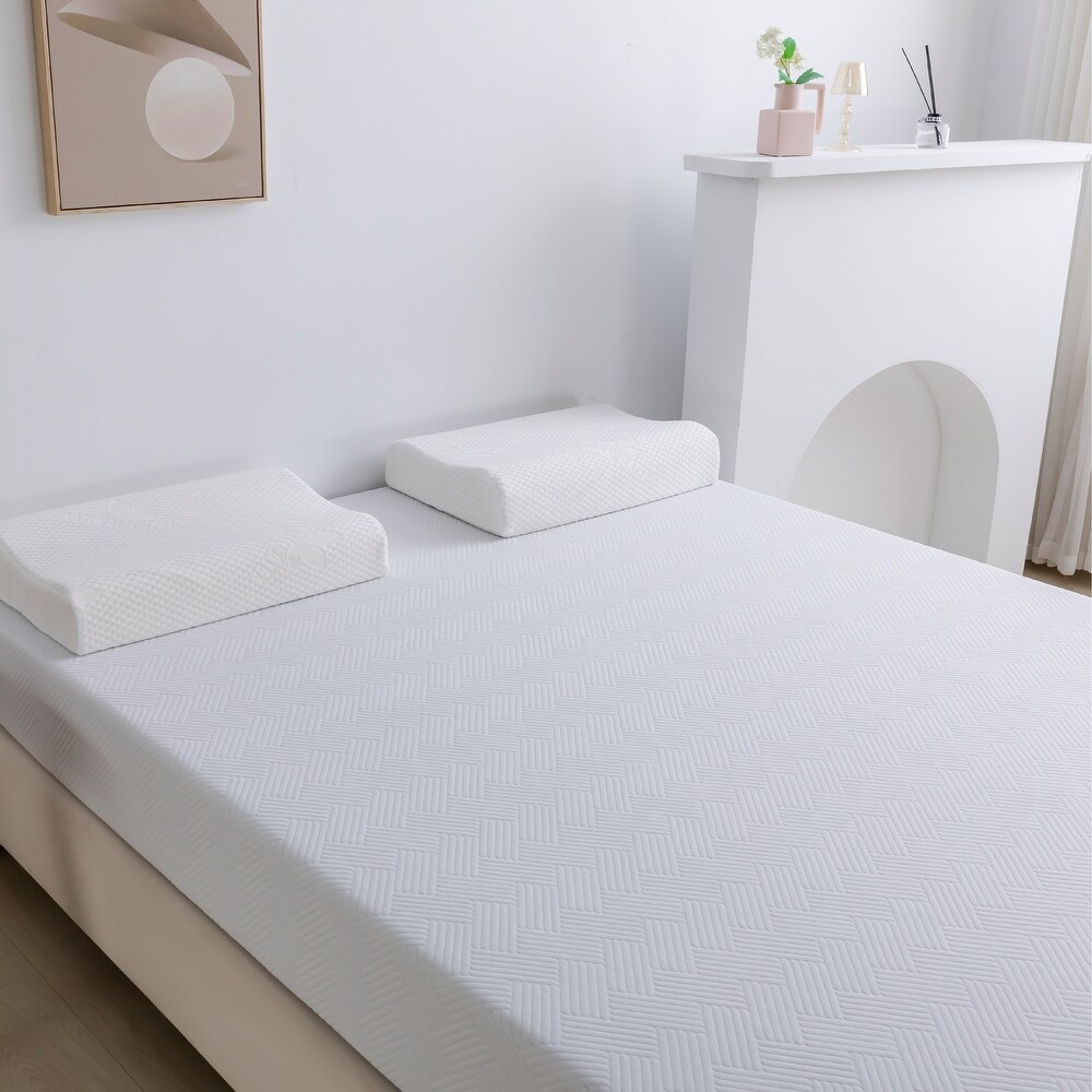 Gel Infused Memory Foam Mattress  8 Inch Medium Feel Mattress Ventilated Copper Memory Foam Mattress  Full  White