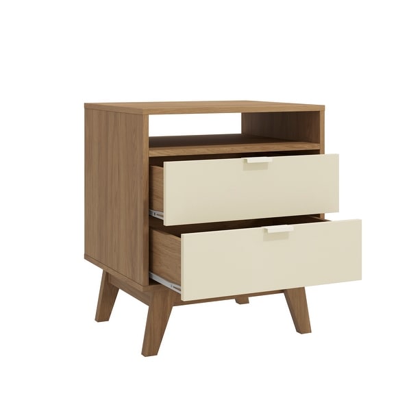 Hartford 2 Drawer Nightstand with Niche in Light Brown Crème - - 37050778