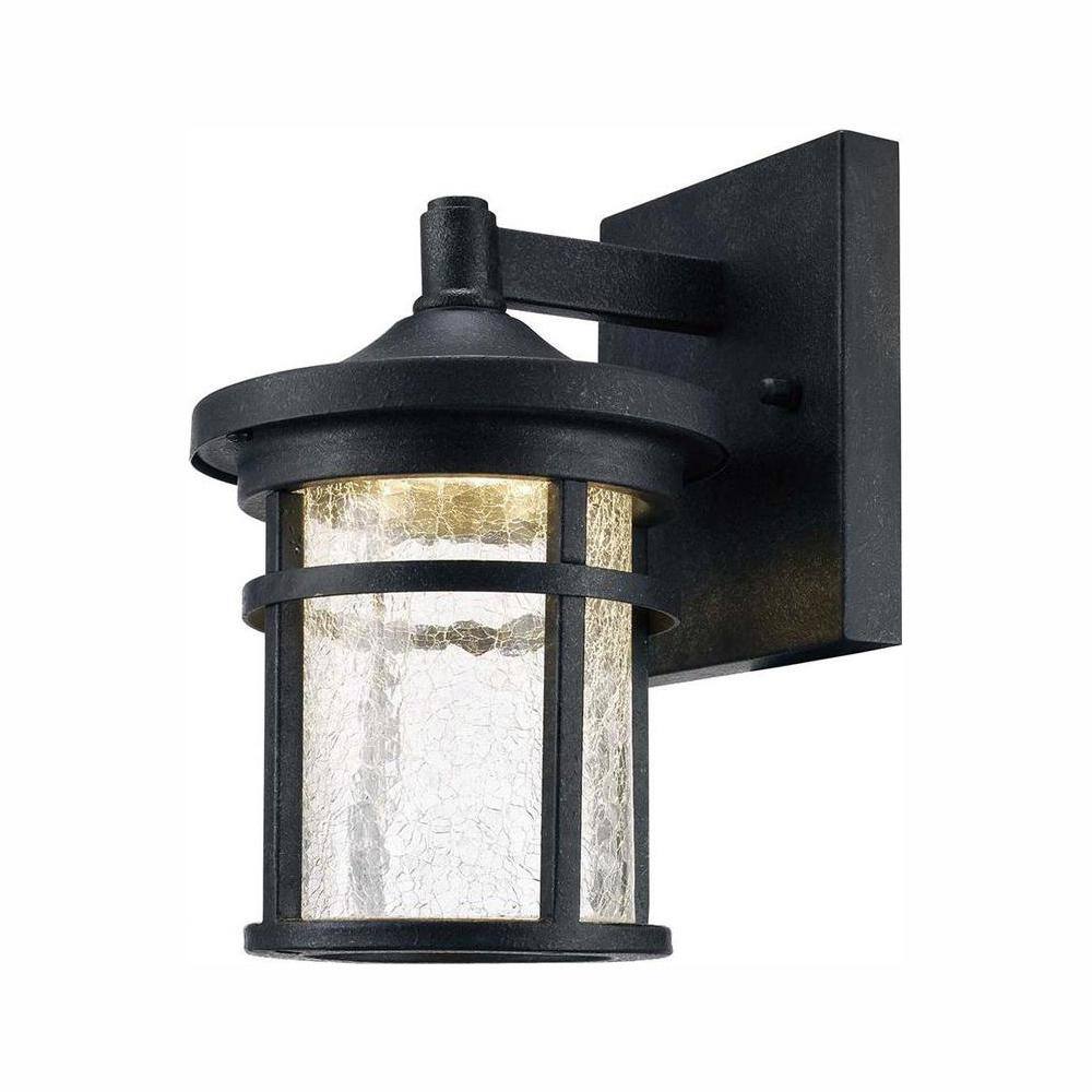 Home Decorators Collection Westbury Aged Iron Small LED Outdoor Wall Light Fixture with Clear Crackled Glass LED-KB S-08304