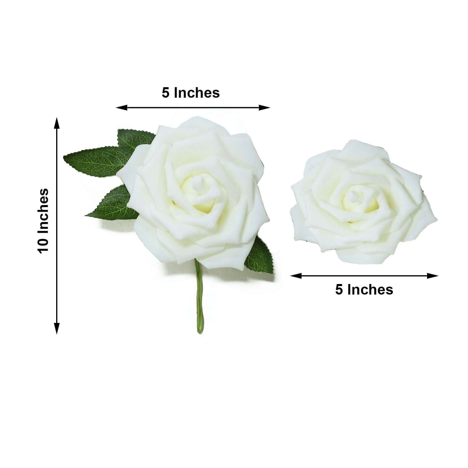 24 Roses Ivory Artificial Foam Flowers With Stem Wire and Leaves 5