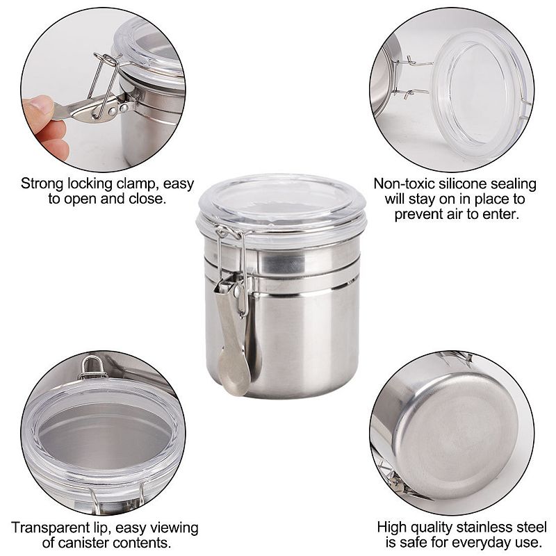 Stainless Steel Airtight Canister Kitchen Counter Food Container Storage 27oz