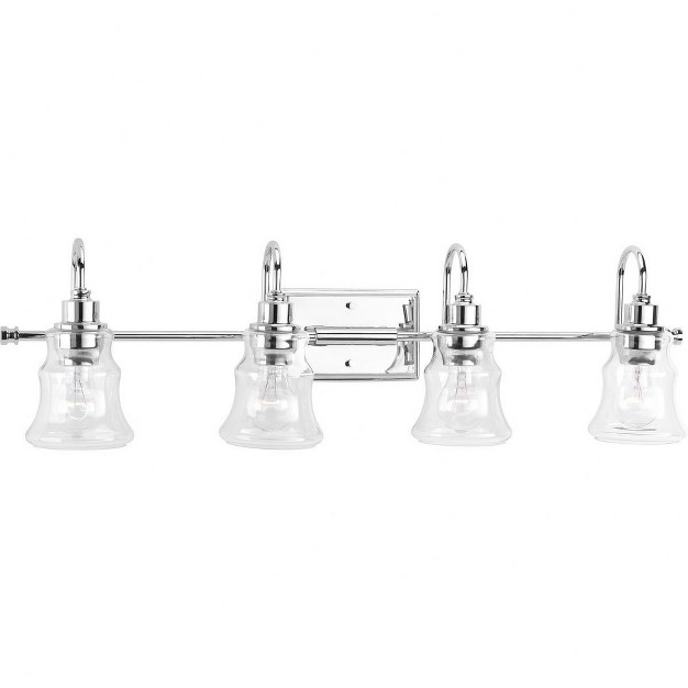 Progress Lighting Litchfield 4 light Bath Vanity Polished Chrome Clear Glass Shades