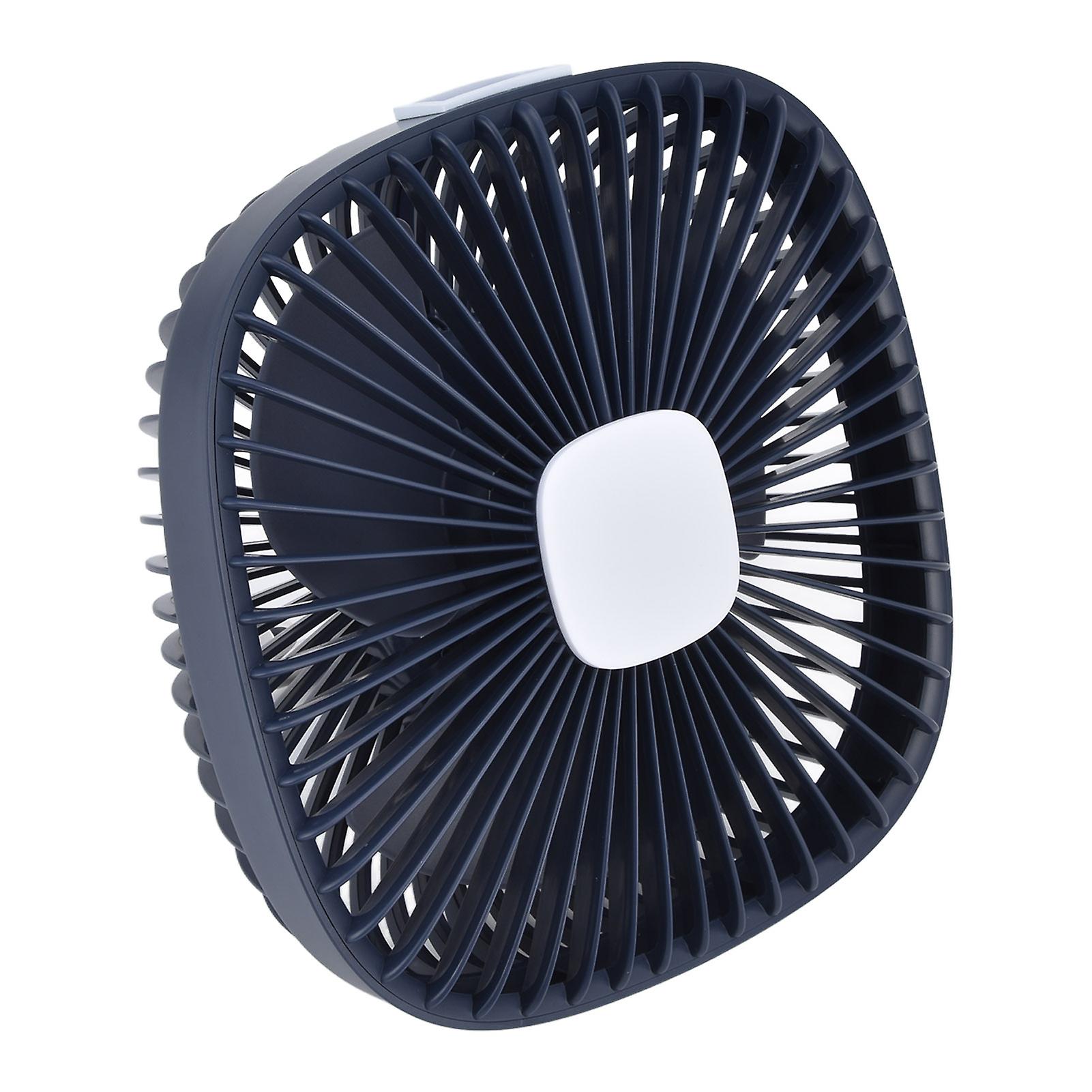 Small Fan 4 Levels Wind Speeds 3 Level Brightness USB Charging Quiet Camping Tent Fan Portable Fan with HooksBlue