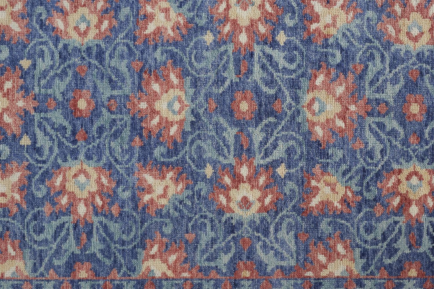 Bennet Hand Knotted Blue and Orange Rug by BD Fine