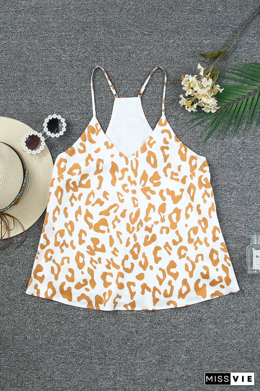 Leopard V Neck Loose Tank Top