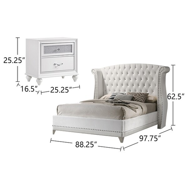 PU Eastern King Bedroom Set in Chrome and White - - 36135795