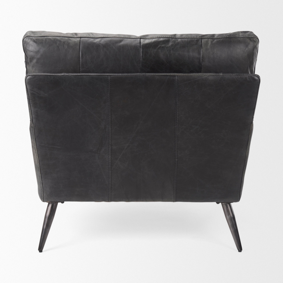 Cochrane 34.5Lx33Wx32.5H Black Leather Wrapped Chair   Midcentury   Armchairs And Accent Chairs   by Mercana  Houzz