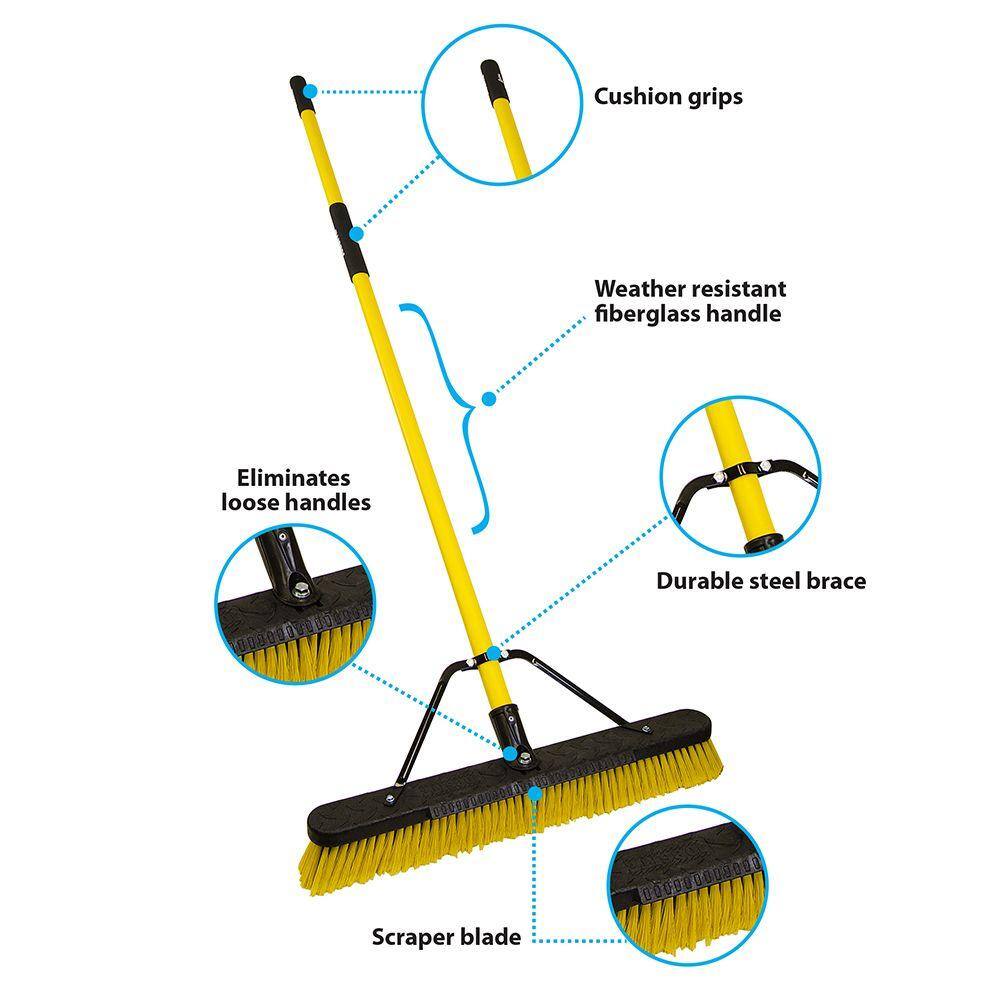 Quickie Jobsite 24 in. Multi-Surface Fiberglass Push Broom (2-Pack) 857FGSU1-2