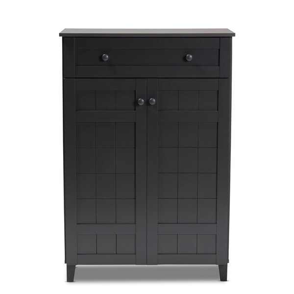 Copper Grove Bergzabern Dark Grey Wood 5-shelf Shoe Storage Cabinet with Drawer - - 28046192