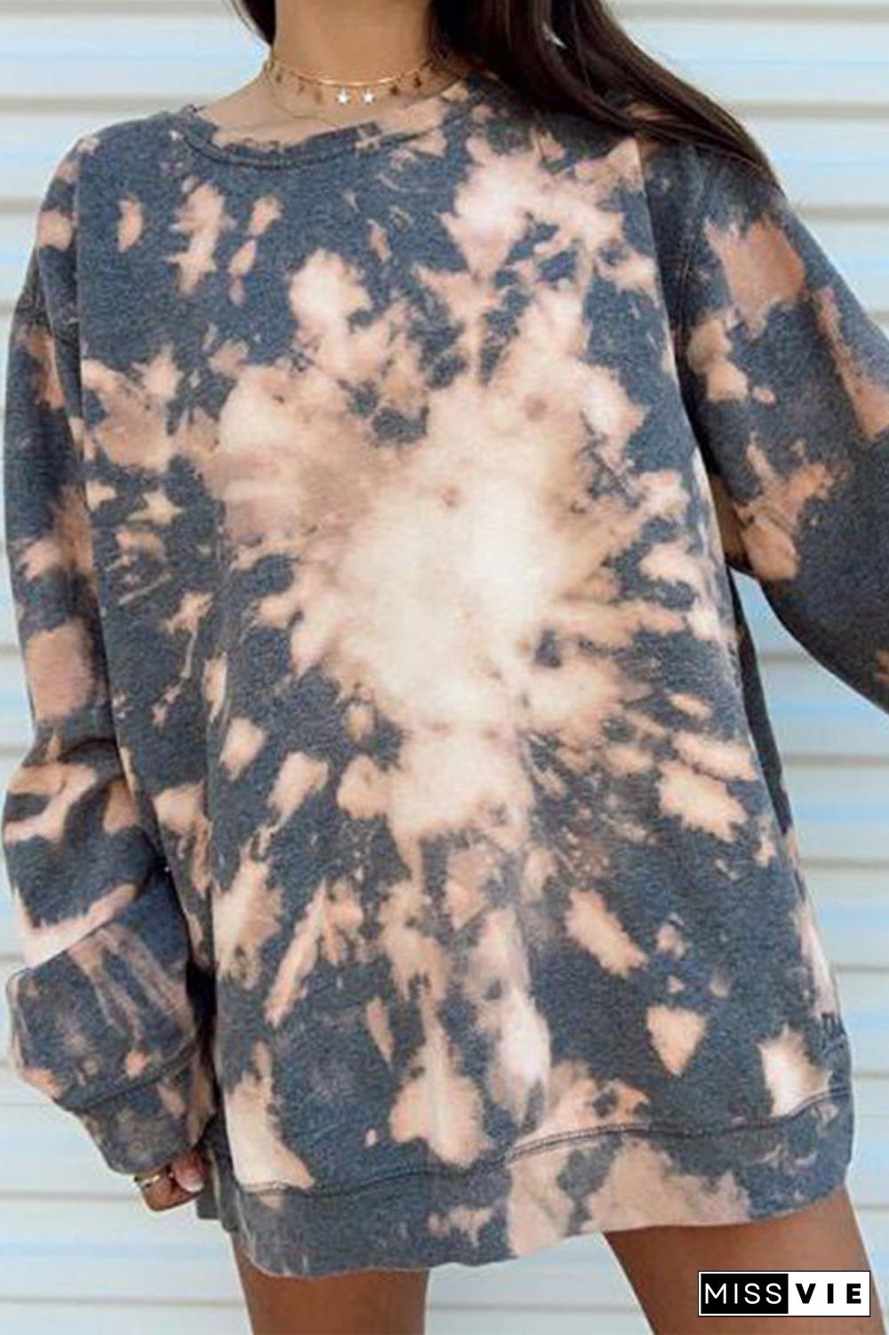 Round Neck Tie Dye Print Sweatshirt