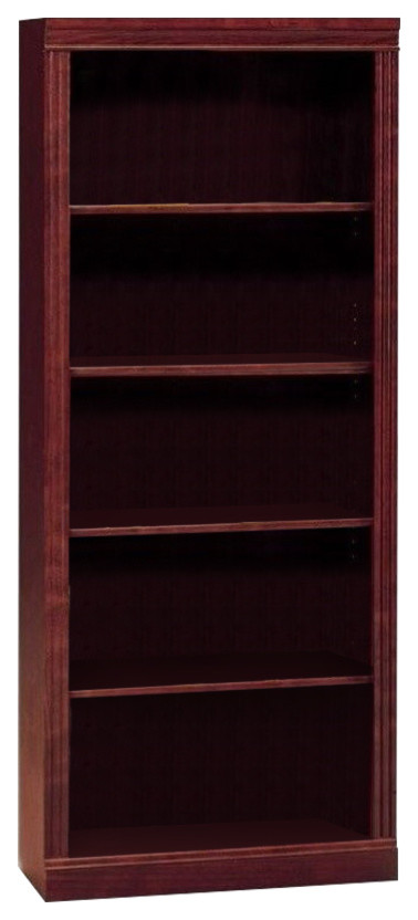 Pemberly Row 5 Shelf 71 quotH Wood Bookcase in Harvest Cherry   Transitional   Bookcases   by Homesquare  Houzz