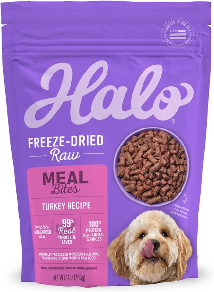 Halo Meal Bites Turkey Recipe Raw Freeze-Dried Dog Food