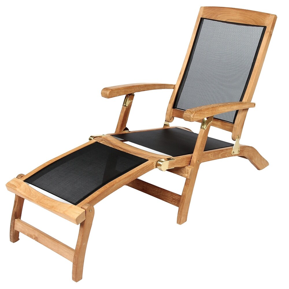 Teak   Textilene Steamer Chair Lounger Colorado