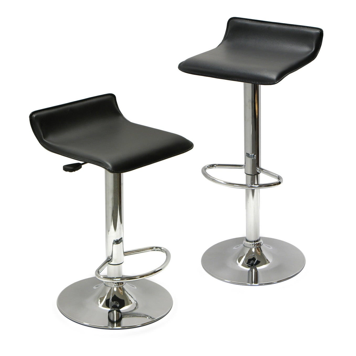 Wood Spectrum 2-Pc Adjustable Swivel Stool Set， Black and Chrome