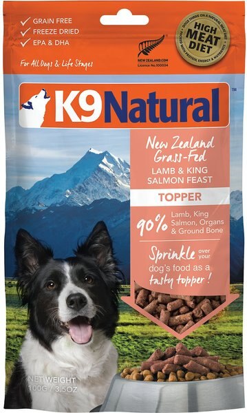 K9 Natural Lamb and King Salmon Grain-Free Freeze-Dried Dog Food Topper