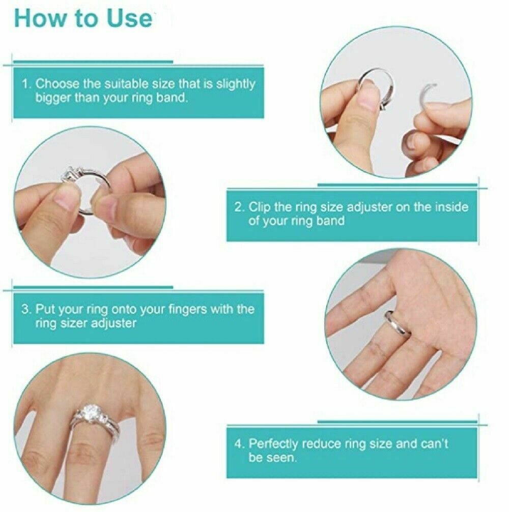 TekDeals 8 Pcs Ring Size Adjuster Invisible Clear Ring Sizer Jewelry Fit Reducer Guard