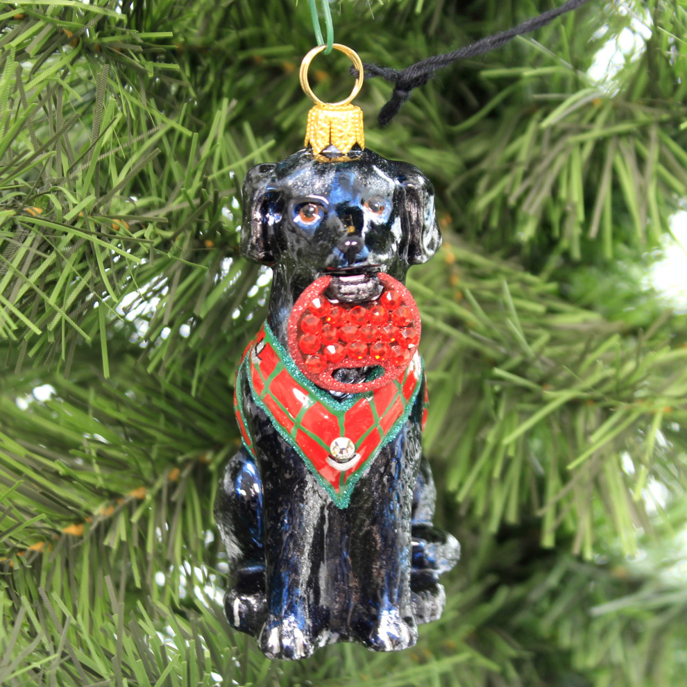 Joy To The World Black Lab In Vest Ornament Fetching Ring Dog Zkp4609blf   Christmas Ornaments   by Story Book Kids Inc  Houzz