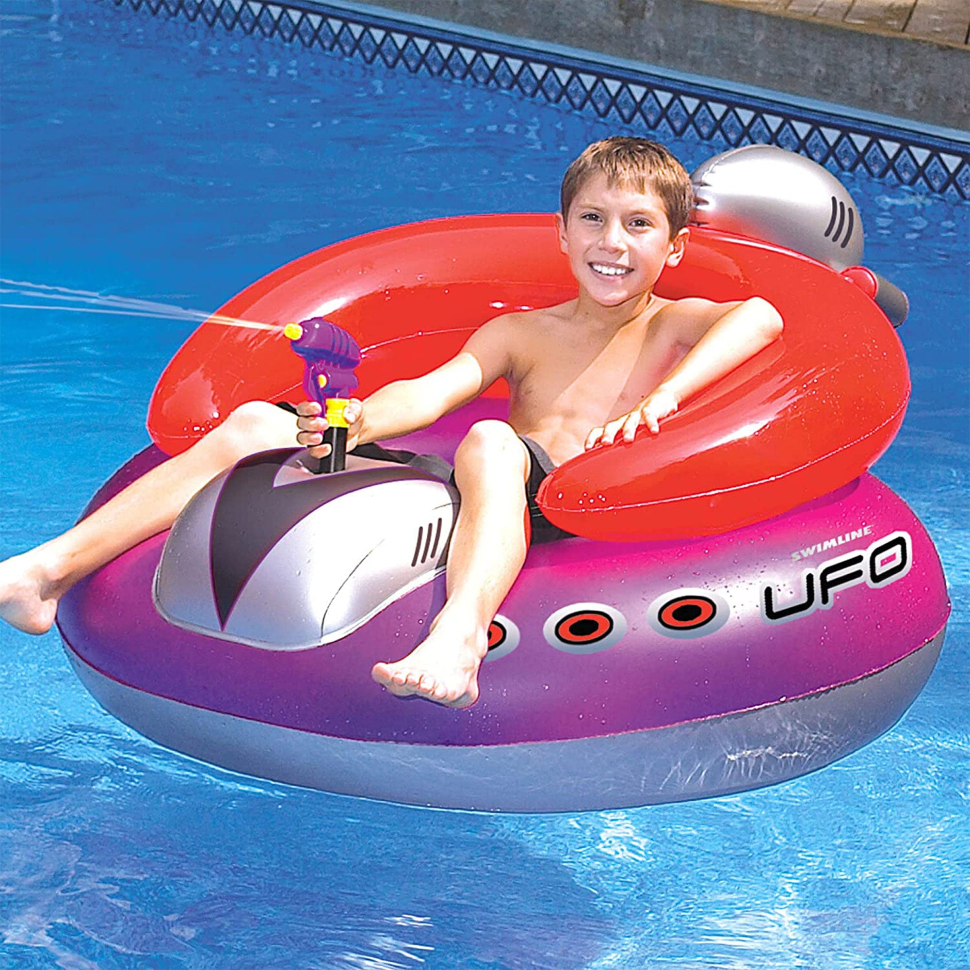 Swimline Inflatable UFO Lounge Chair Pool Float w/Squirt Gun (2 Pack)