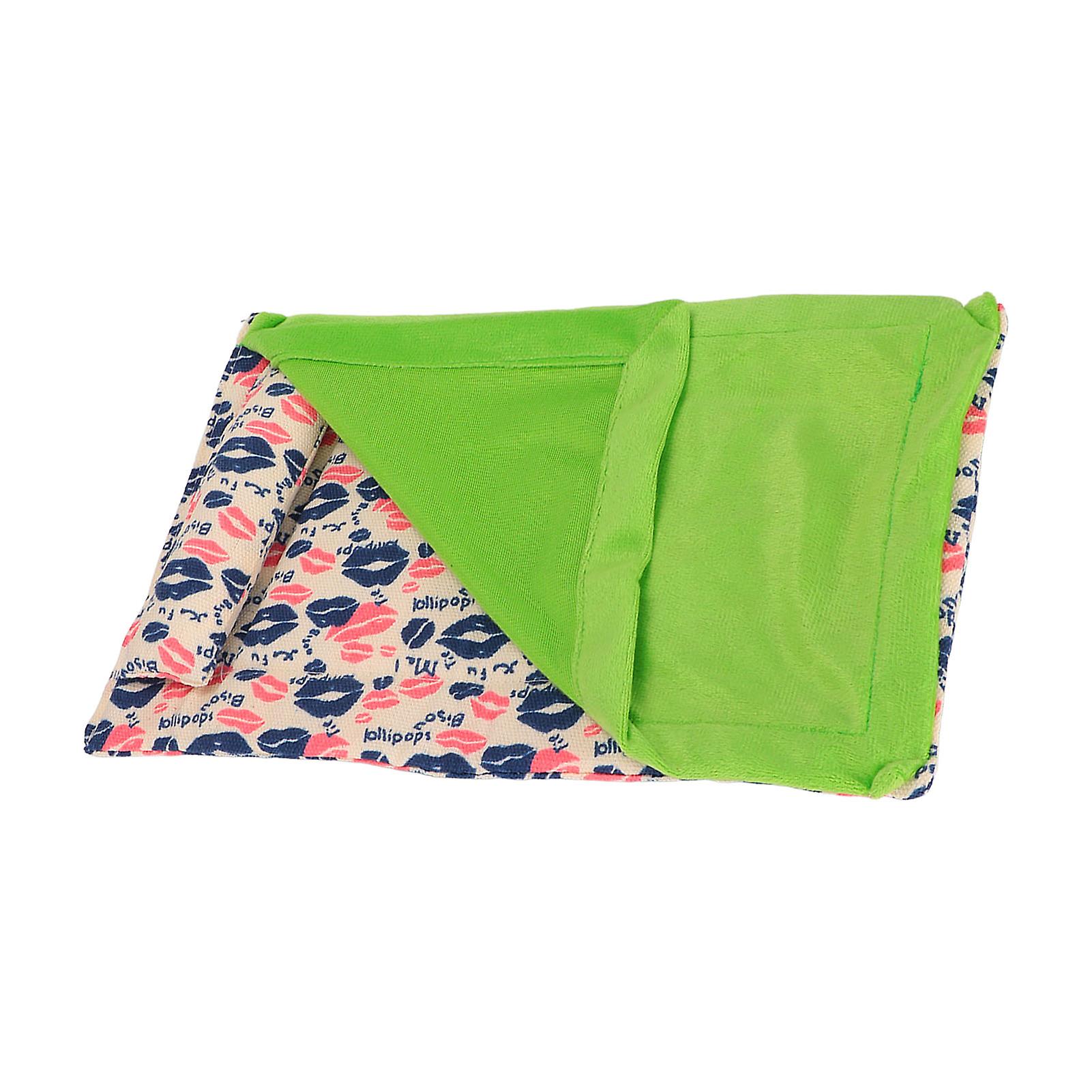 Reptile Sleeping Bag Soft And Warm Bearded Dragon Bed With Pillow For Bearded Dragon Leopard Gecko(lip Print Green Quilt )