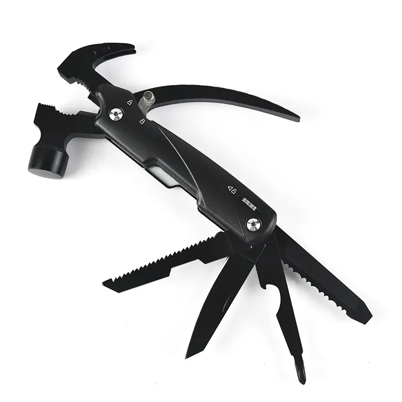 Outdoor portable tool knife pliers mini crook hammer pliers multi purpose folding ground nail hammer Camping tent accessories