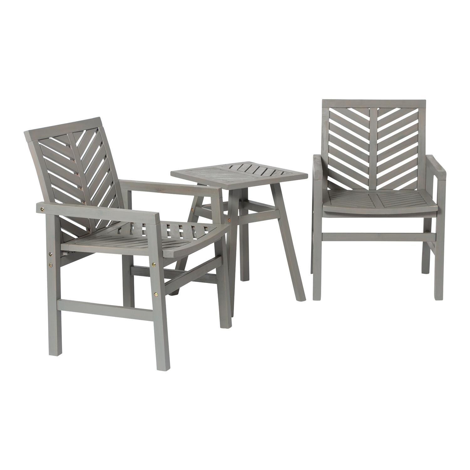 Ultimate Patio Wishlake 3 Piece Acacia Patio Conversation Set W/ 18 Inch Square End Table