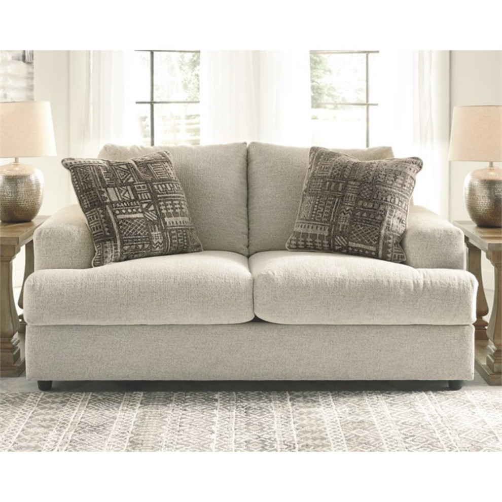 Signature Design by Ashley Soletren Loveseat in Stone   Transitional   Loveseats   by Homesquare  Houzz