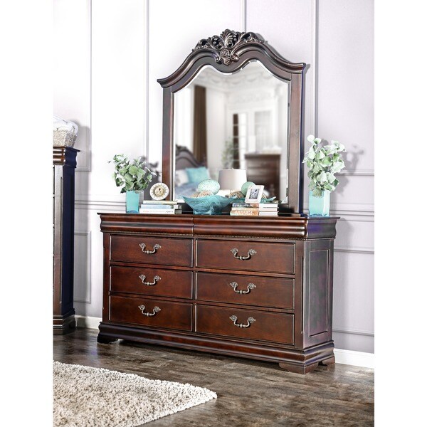 Furniture of America Diva Cherry 2-piece Dresser and Mirror Set - - 9601682