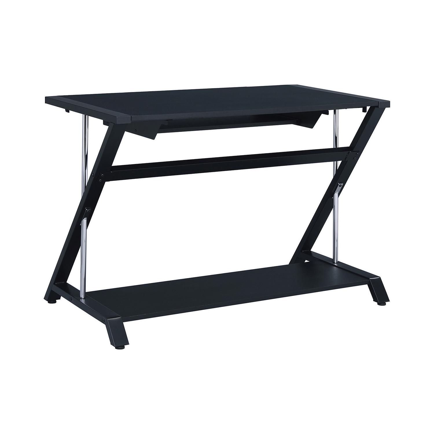 Mallet Computer Desk with Bottom Shelf Black