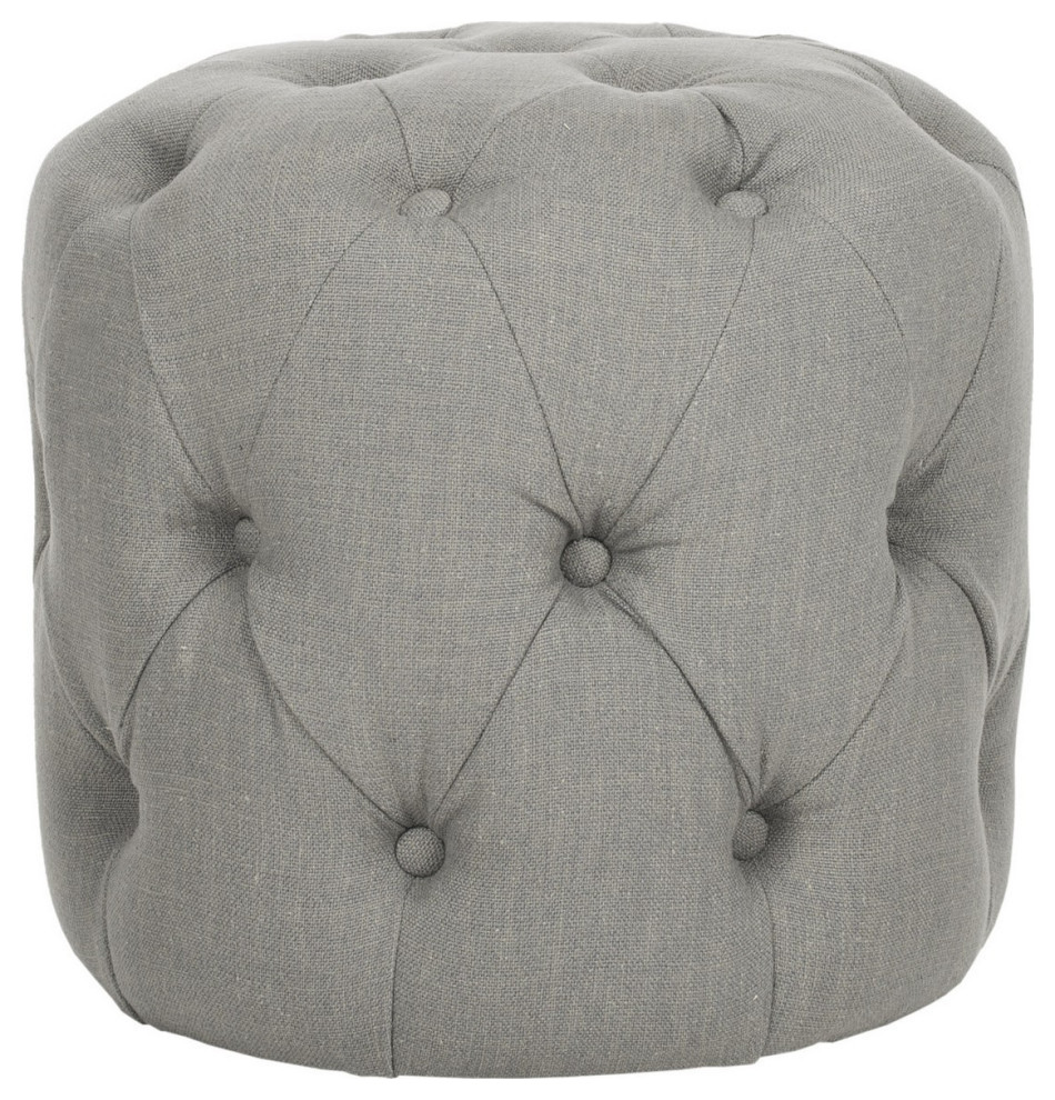 Zinnie Tufted Ottoman  Granite   Transitional   Footstools And Ottomans   by Rustic Home Furniture Deco  Houzz