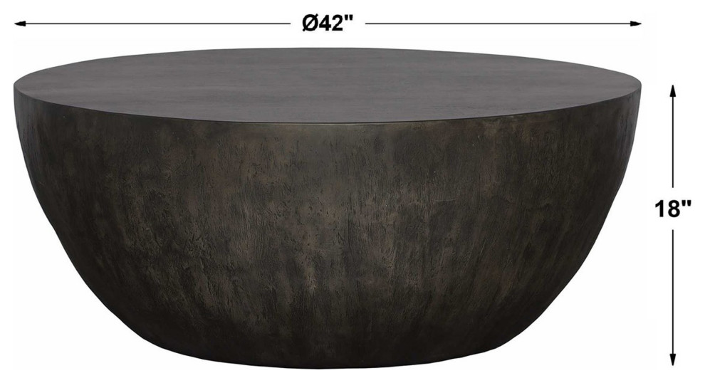 Minimalist Large Round Wood Coffee Table Modern Geometric Block Walnut Gray   Rustic   Coffee Tables   by My Swanky Home  Houzz