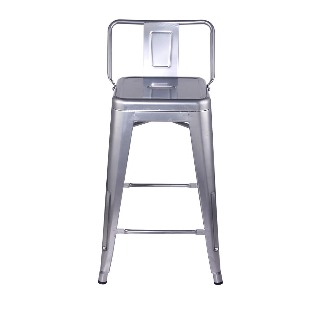 GIA Design Group 24 Inch Counter Height Low Back Metal Stool， Sliver