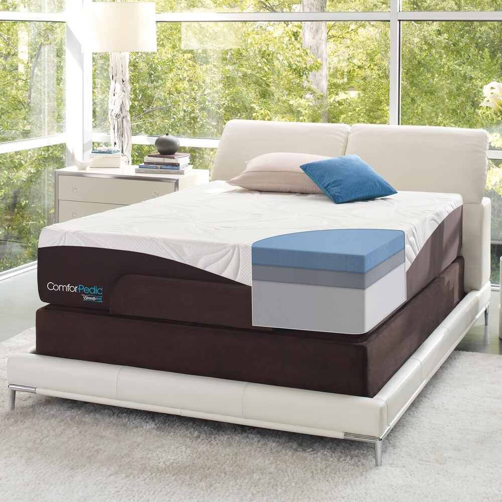 ComforPedic from Beautyrest Choose Your Comfort 10 inch Gel Memory Foam Mattress Set   White   White/Brown