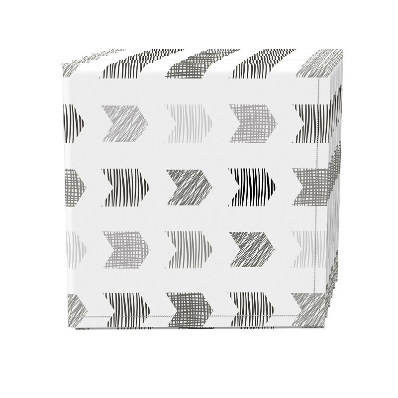 Napkin Set， 100% Polyester， Set of 4， 18x18， Grey Geometric Arrows