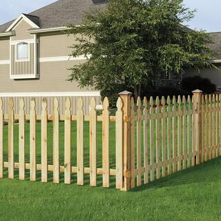 Outdoor Essentials 34 in. x 3-12 in. x 42 in. Pressure Treated Pine French Gothic Fence Pickets (6-Pack) 371878