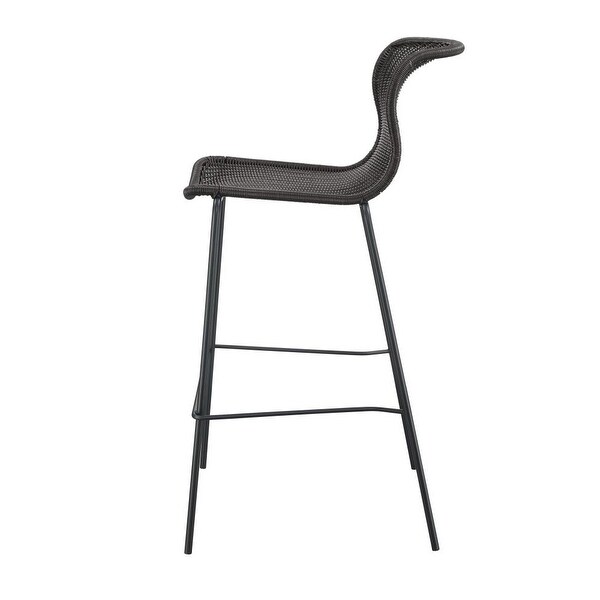 Set of 2 Metal Base Bar Stool in Brown and Sandy Black