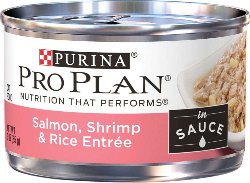 Purina Pro Plan Adult Salmon Shrimp and Rice Entrée in Sauce Canned Cat Food 3-oz case of 24