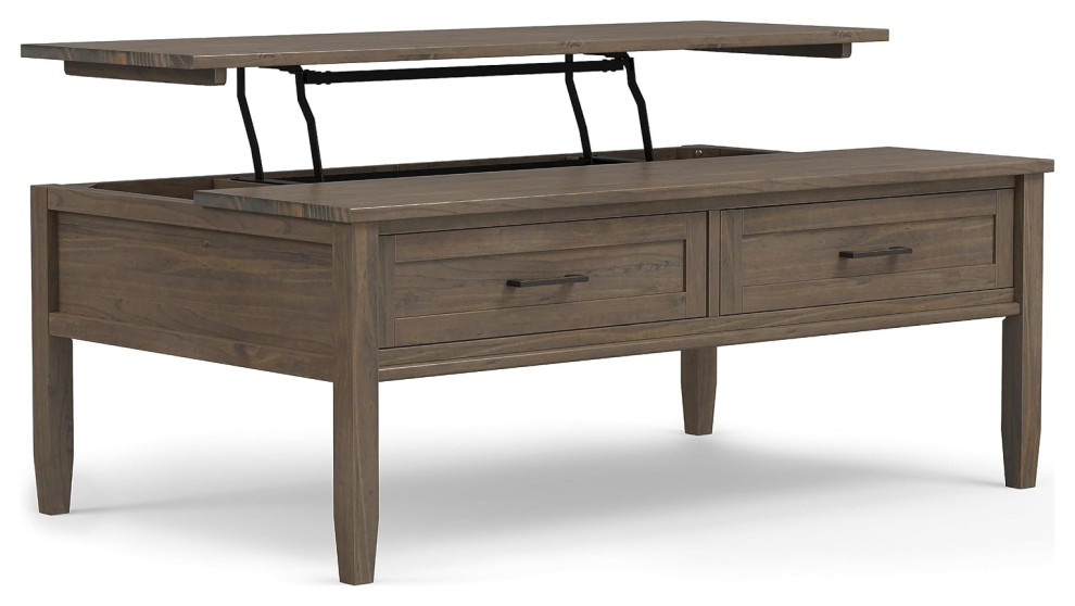 Transitional Coffee Table  Lifting Up Top  ampStorage Drawers  Smoky Brown Finish   Transitional   Coffee Tables   by Decor Love  Houzz