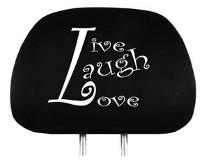 New Bundled 4X Live Laugh Love Logo Car Truck SUV Seat Headrest Covers And Seat Covers With Carpet Floor Mats Universal Fit Shipping Included