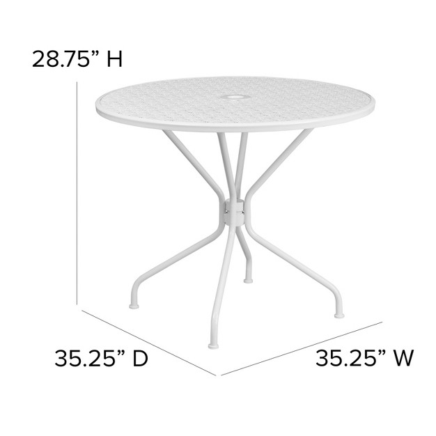 Round Indoor outdoor Steel Patio Table With Umbrella Hole