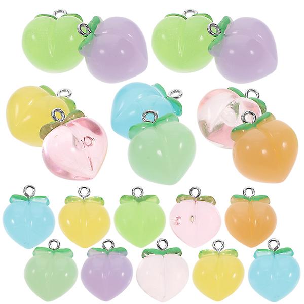 20pcs Fruit Resin Charms Peach Charm Pendants Model Fruit Pendants For Necklace Mixed Color