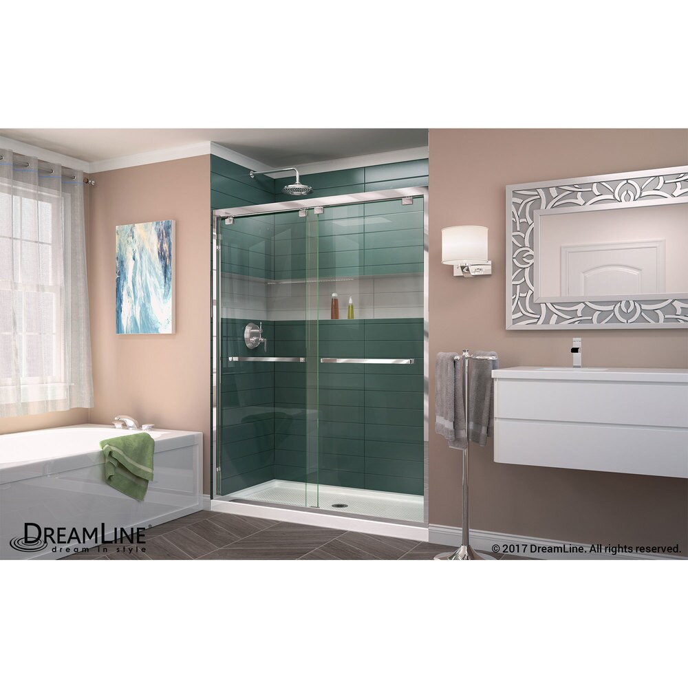 DreamLine Encore 32 in. D x 48 in. W x 78 3/4 in. H Bypass Sliding Shower Door and Shower Base Kit   32\