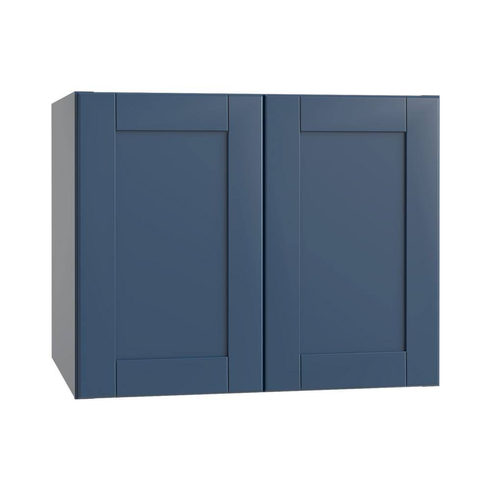 Contractor Express Cabinets Arlington Vessel Blue Plywood Shaker Stock Assembled Wall Kitchen Cabinet Soft Close Deep Doors 36 in. x 18 in. x 24 in. W362418-XVB