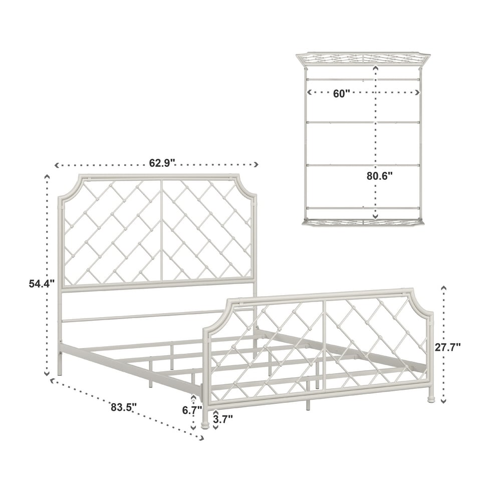 Nelle Geometric Mosaic White Metal Queen Bed by iNSPIRE Q Classic