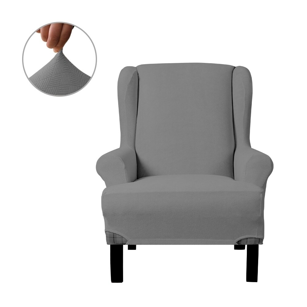 Copper Grove Aridal Soft Stretch Fabric Wingback Chair Slipcover