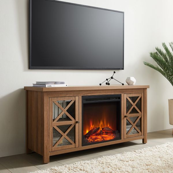 Colton Rectangular TV Stand with Log Fireplace for TV's up to 55