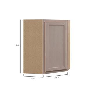 Hampton Bay Hampton 24 in. W x 12 in. D x x 30 in. H Assembled Unfinished Diagonal Corner Wall Kitchen Cabinet KWD2430-UF