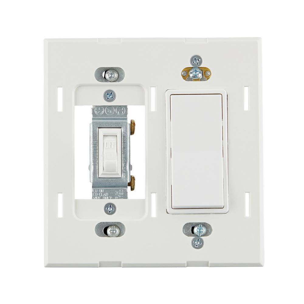 Hampton Bay Maple Hill 2-Gang 1-Toggle 1-DecoratorRocker Wall Plate - White 805484